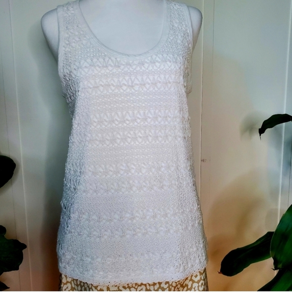 J Crew Factory NWT Crochet Tank Top, White, Size S - Picture 7 of 7
